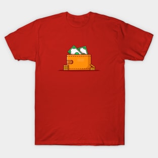 Wallet With Money Cartoon Vector Icon Illustration T-Shirt